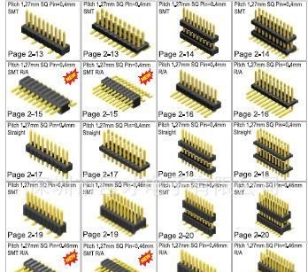 1.27排针双排180度 DIP  SQ=0.4 排针 排针排母 镀金排针
