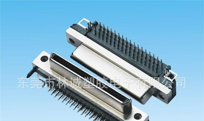 VHDCI Pitch 0.8mm 68P 母座 双层90度插板式连接器