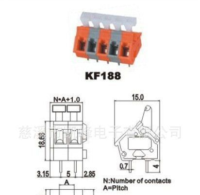 免螺丝接线端子KF188间距5.30,5.08,7.5,7.62,10.00,10.16