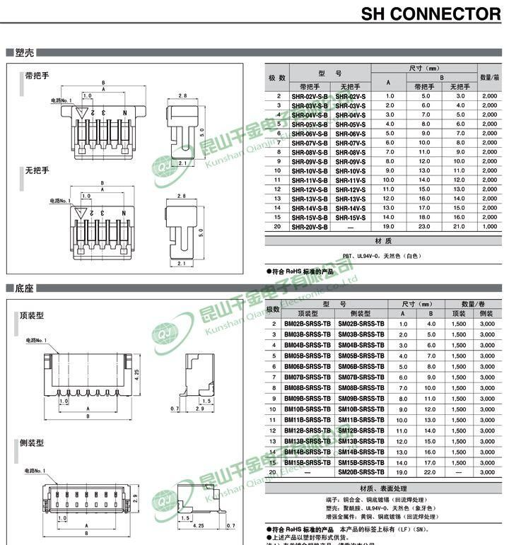 千金电子 JST连接器 原厂护套HOUSING 塑壳胶壳  SHR-12V-S-B
