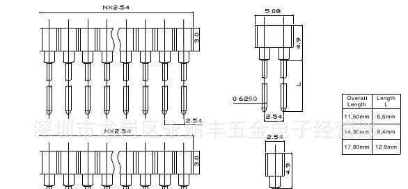2.54mm  H3.0  单、双排（单台阶）加长 ， 圆孔排母