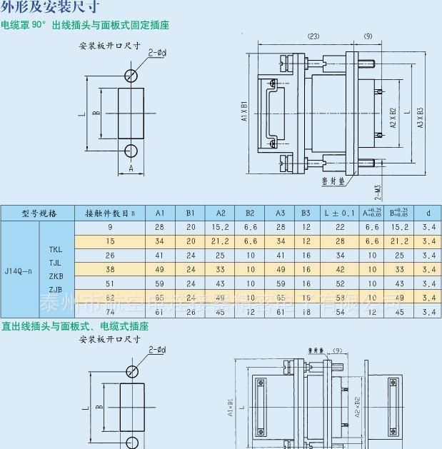 厂家直销J14Q-9ZJB/TK矩形电连接器,连接器