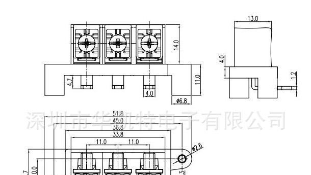 供应深圳栅栏式LED电源座，EM-11.0，300V，25A，22-14AWG4.0