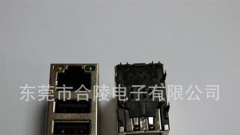 厂家直销 RJ45+双层USB  带灯/不带灯连接器