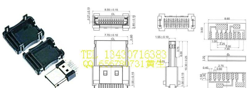 供应 迷你USB连接器，MINIUSB12P公单排式，手机充电接口