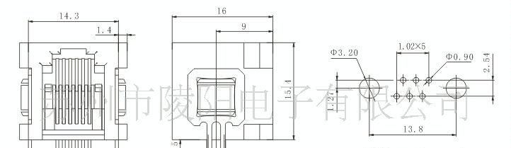 RJ45连接器SC219-5225 6P 1×1