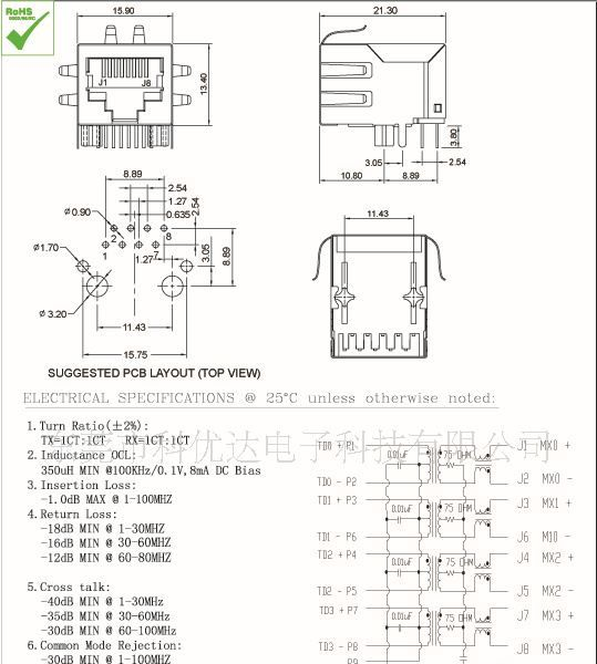 RJ45/KRJ-118BABNL网络连接器