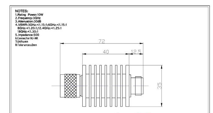 10W 同轴固定衰减器
