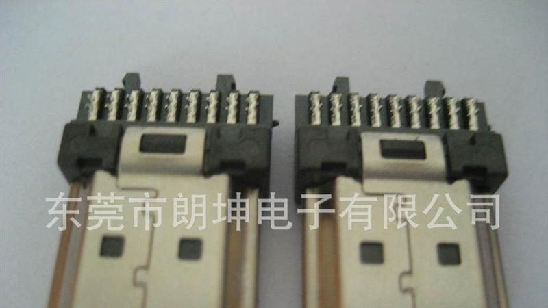 HDMI 公头连接器 夹板式铜壳镀金