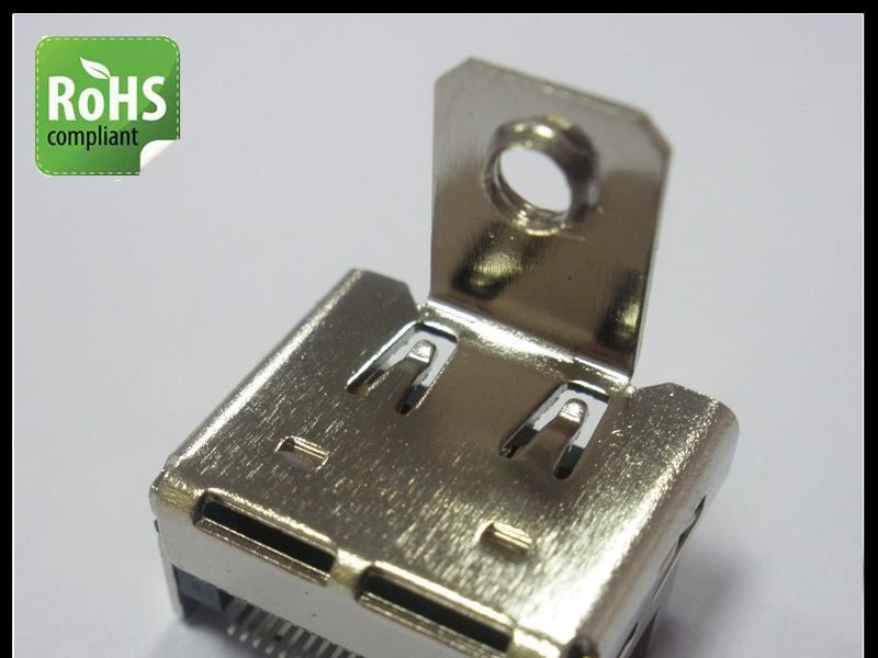 HDMI连接器东莞亚当厂家生产 HDMI 19P母头带单耳插板式环保产品