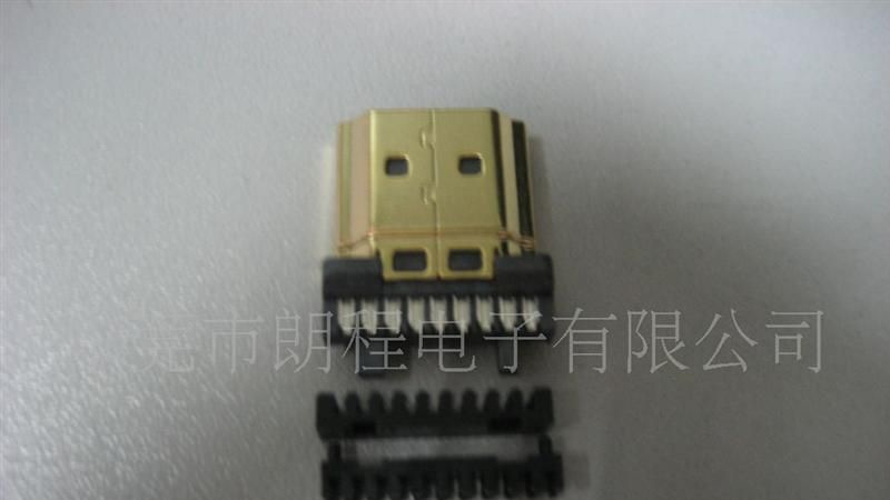 供应HDMI公头连接器 镀金,夹板式,焊线式,剌破式,带线夹,带马口铁