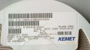 KEMET基美钽电容T490A107M006ATE800 +-20% 100uF 6.3V