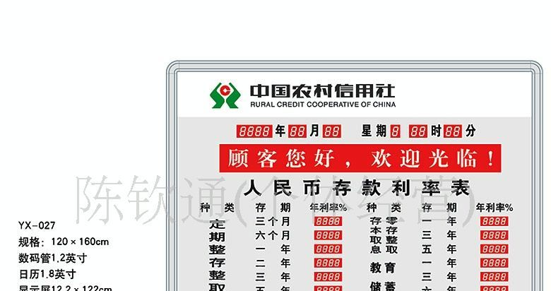 中国农村信用社存款利率表 利率屏 利率屏