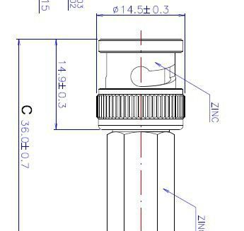 六角BNC公头用于RG59， RG6线缆，同轴连接器BNC系列 EB-1901