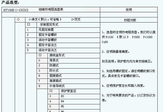 HT100E铠装式热电阻