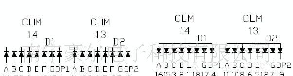 现货供应二位LED数码管/0.56英寸/红色绿色/静态共阳共阴/14、13