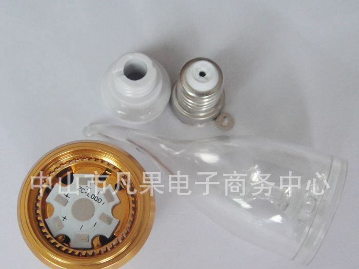 厂家直销E14 LED蜡烛灯外壳套件1*1W 1*3W尖泡拉尾LED水晶灯套件