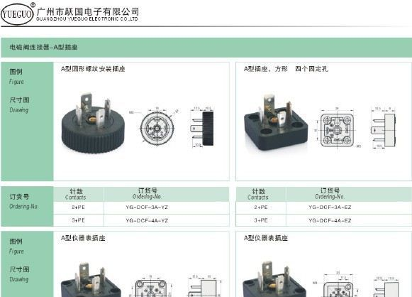 生产电磁阀插座，电磁阀连接器-4芯圆形插座