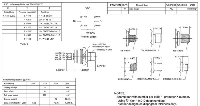 压力传感器  PSC110微熔技术 压力传感器