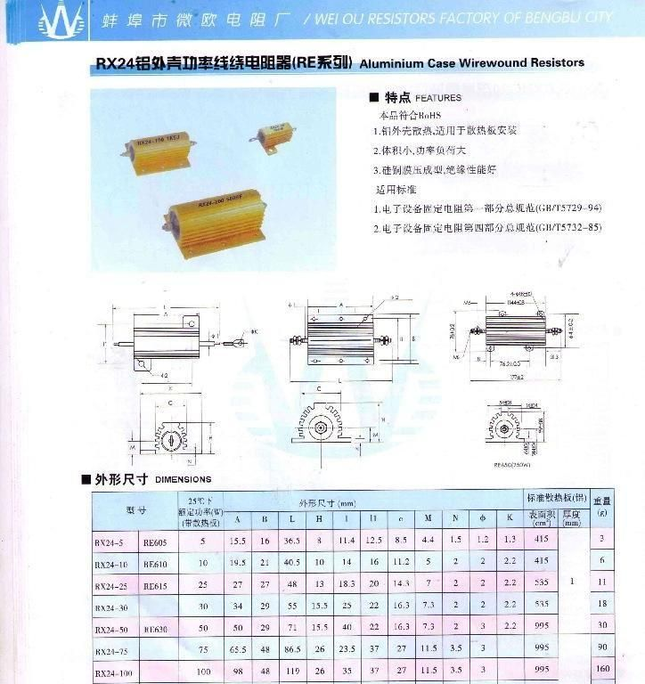 供应铝壳电阻器，RX24系列铝壳电阻器