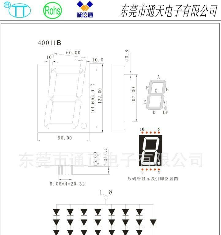 供1位LED数码管40011AB-5