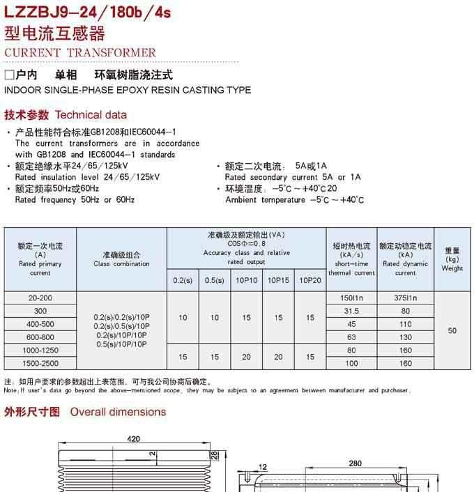 供应LZZBJ9-24/180B/4S系列电流互感器