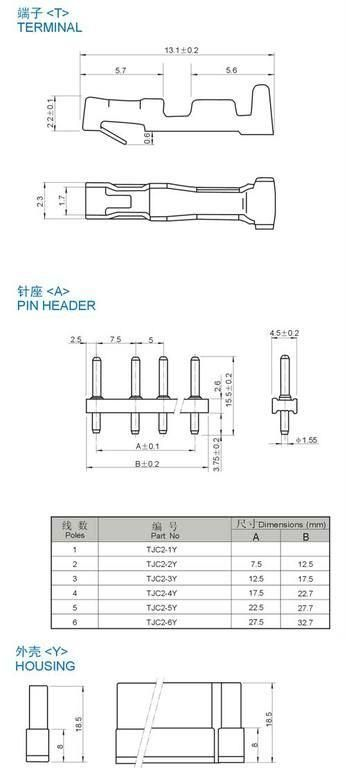 厂商直销 TJC-2间距条形连接器