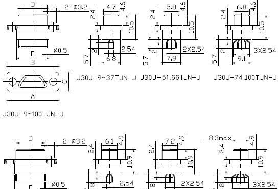 J30J直插印制板N-J系列微矩形电连接器 15061087108