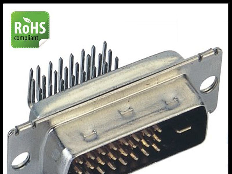 DVI连接器厂家直销，DVI 24+1 90度公头PCB插座