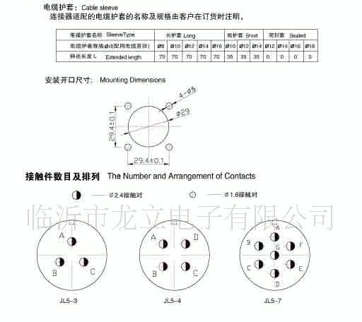 JL5系列航空插头，圆形机车连接器