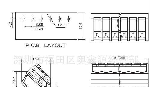 YE530-500/508/3.81斜边45度插拔式接线端子台 端子排 连接器