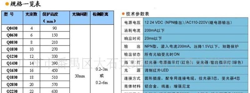 Q型光电保护器 安全光栅 安全光幕，保护您的双手