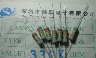 碳膜电阻 1W  330K   330K欧姆  330k ohm  ±5%  插件电阻