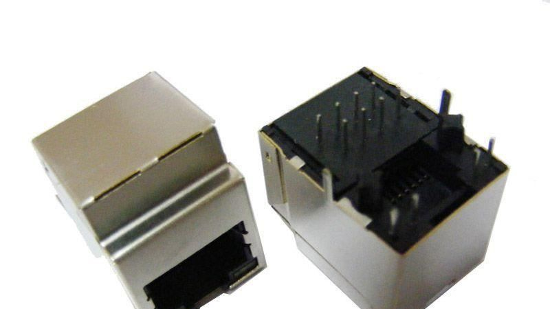 供应带千兆百兆滤波器RJ45插座 1*1单口 180度