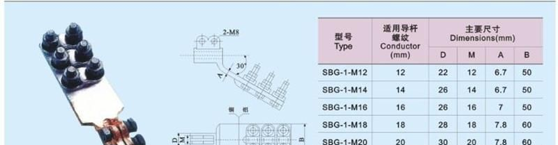 SBG M12-26 铜铝变压器线夹 等电力金具 电站金具