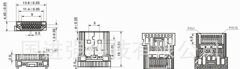 HDMI  连接器公座焊线式