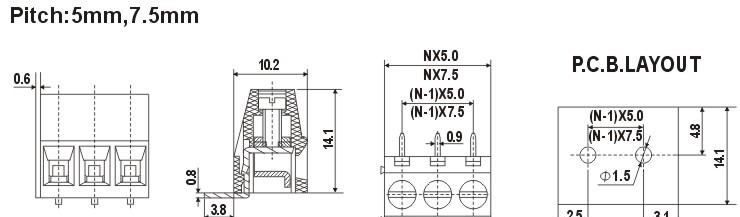 WJ128R 接线柱 PCB接线端子 欧式接线端子