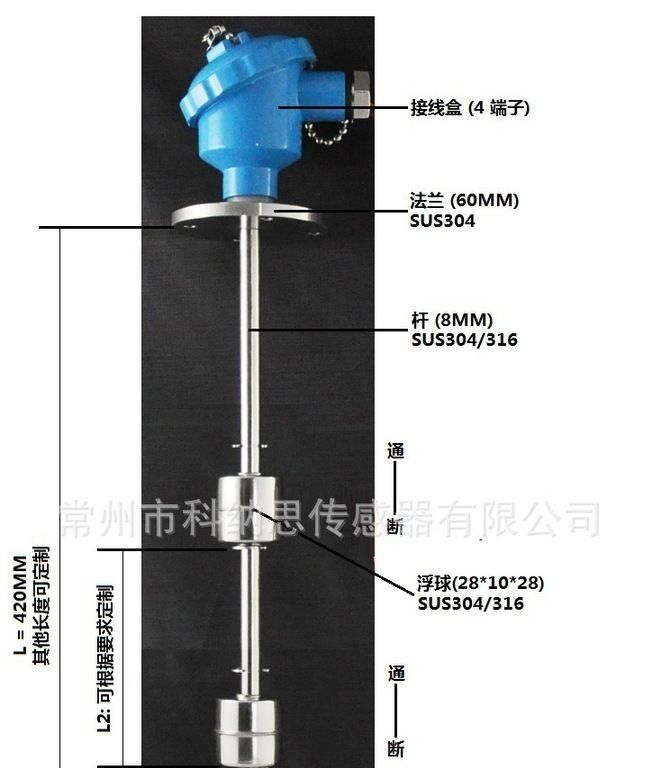 SUS304/316不锈钢浮球液位/水位开关-GLD-420SV-3x2A2-F60