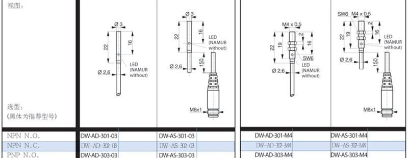 现货供应科瑞DW-AD/AS 301到305 300小型化系列电感式传感器