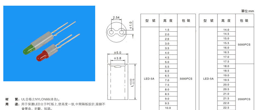 供应圆孔LED间隔柱、外径5MM圆孔间隔柱绝缘性好