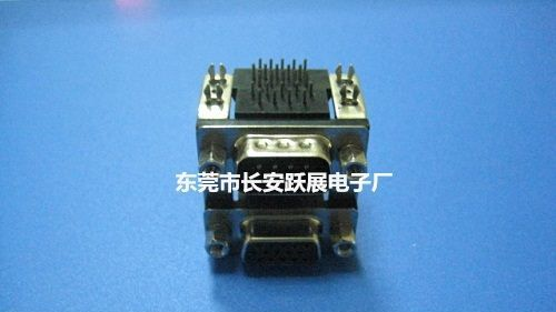 D-SUB 双层 HDR15F-DR9M 铆锁90度 插板式 电子连接器