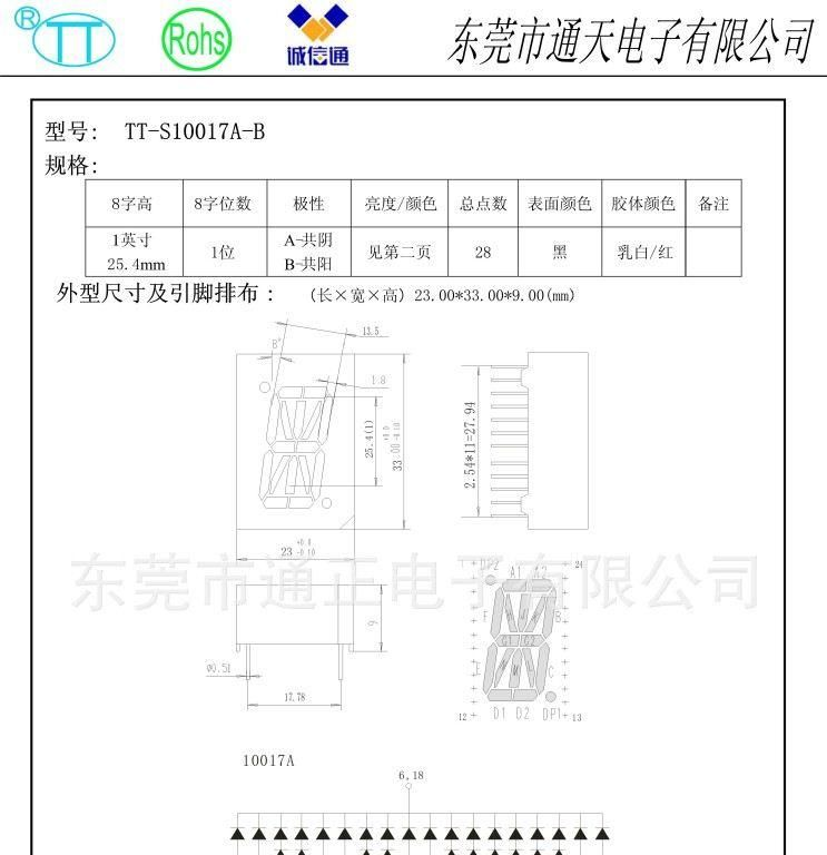 供1位LED数码管10017AB-2