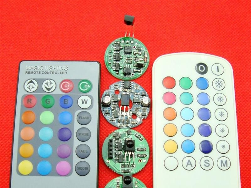 26键（RGB）LED控制器，红外线接收板+电源+LED七彩控制器