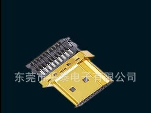 HDMI连接器 HDMI公头连接器铁壳镀金 加中铁壳 带线夹焊线式