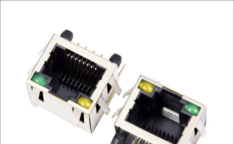 供应RJ45插座 56系列 8P8C全屏蔽 单胞（单口）带LED灯