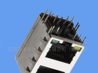 RJ45  1*2 DIP90度 带屏蔽LED灯连接器