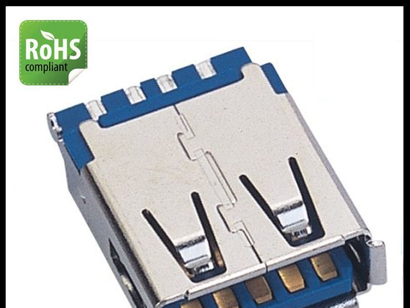 USB连接器厂家制造,USB母座3.0,USB 3.0 A母180度焊线式