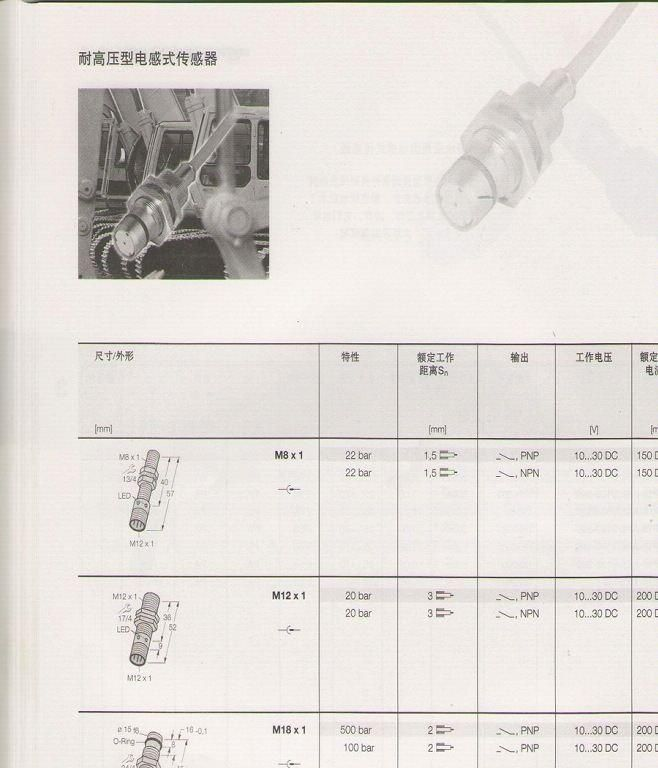 供应压力传感器 M8 M12 M18