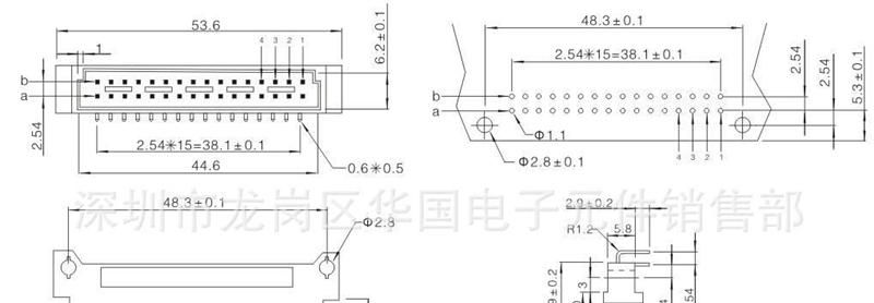 间距2.54mm2*16双列欧式插座AOC2-1100-2132-R