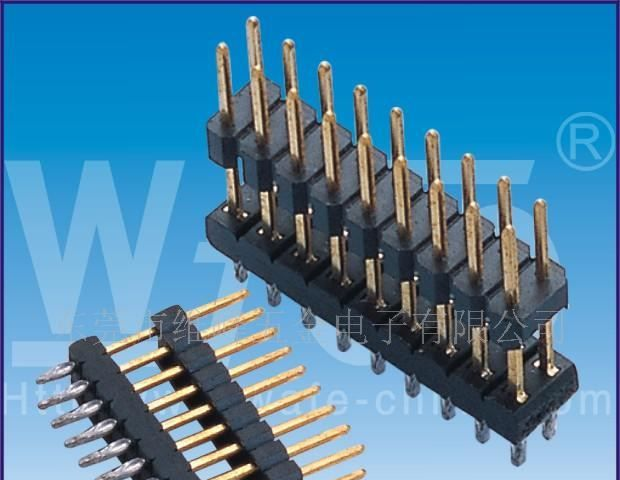 供应2.54mm 双排针, 双塑, 90度, 压接